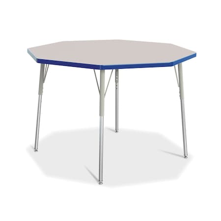 Jonti-Craft Berries Octagon Activity Table, 48 in. x 48 in., A-height, Freckled Gray/Blue/Gray 6428JCA003